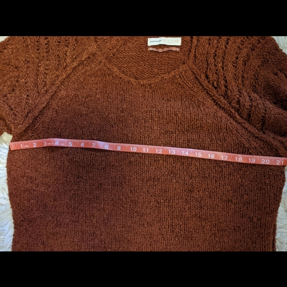 Anthropologie Pilcro Devenne Pointelle Pullover Sweater Cedar rust color - Picture 7 of 9